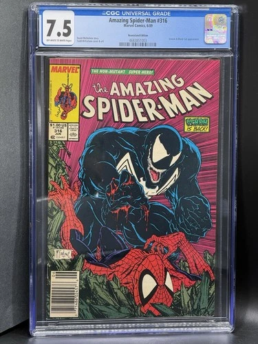1989 MARVEL COMICS AMAZING SPIDER-MAN #316 CGC 7.5 Newsstand VENOM Black Cat