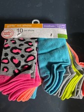 10 pk Girls' no show socks by Wonder Nation size Medium 10 1/2-4