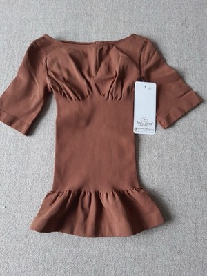 Women s Belly Cloud Shape & Slim Figure Shaping 1/4 Sleeve Top Size M Brown New