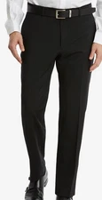 Tommy Hilfiger Men Black Modern-Fit Stretch Wool Dress Pants Size 36W 30L