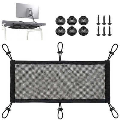 Turonic DM1 Under-Desk Cable Management Net Tray Organizer, No-Drill Install