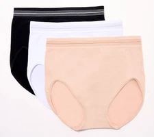 Breezies Comfort Breeze Seamless Full Brief Panty Set of 3 Basic Pack L New