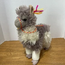 Llama Plush "Zephyr Llama" Halter Long Eyelashes Gray Cream 13" Douglas Cuddle