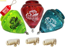 3pk Jumbo Cobra Plastic Spin Tops Kids Metal Tip Trompo Mexicano Assorted - US