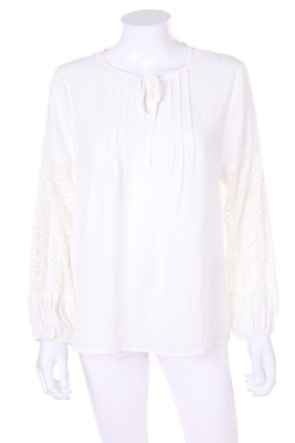 ON FASHION Tunic Blouse Boho Style Lace Insert 2 = D 36 ivory