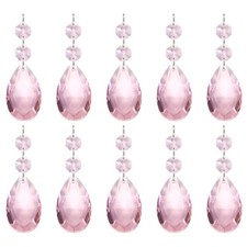 Teardrop Crystal Chandelier, 10 Pack 85mm Length Prisms Part, Pink