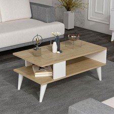 Couchtisch Lycksele 40x90x45 cm Eichenoptik / Weiß [en.casa]