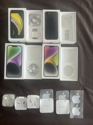 Apple iPhone Original Empty Boxes, Charger Cords, Earbuds, Stickers