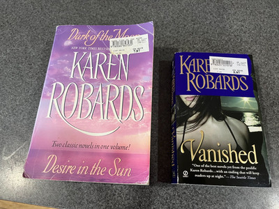 KAREN ROBARDS - LOT OF 2 PB: DARK OF THE MOON+DESIRE IN THE SUN, VANISHED