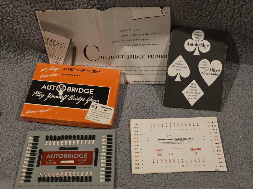 Vintage Auto Bridge Play-Yourself Bridge Game PGB Beginners Set Box Manual 1959 - Image 2 of 4