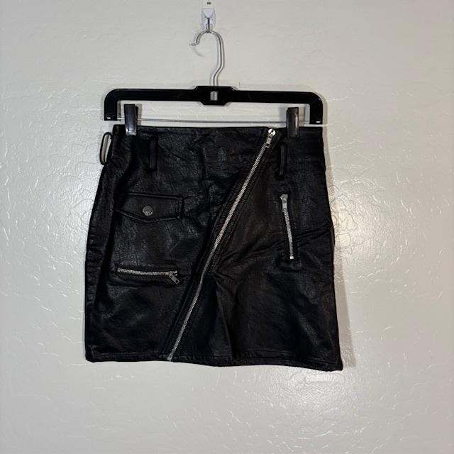 I.AM.GIA Skirt Womens Small Black Faux Leather Mini Asymmetric Zip Moto Utility