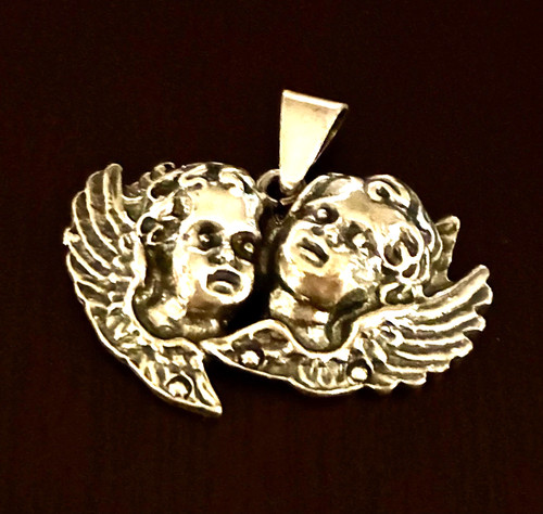 Silver Victorian Cherub Pendant