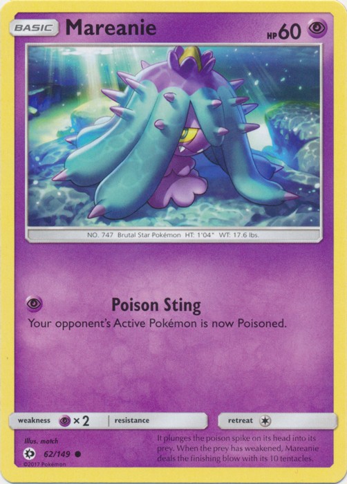 Mareanie - 62/149 - Common (Mp) Sun and Moon Base Set - Psychic Pokémon