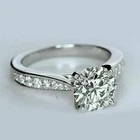 2Ct Round Cut Real Moissanite Solitaire Engagement Ring 14K White Gold Plated