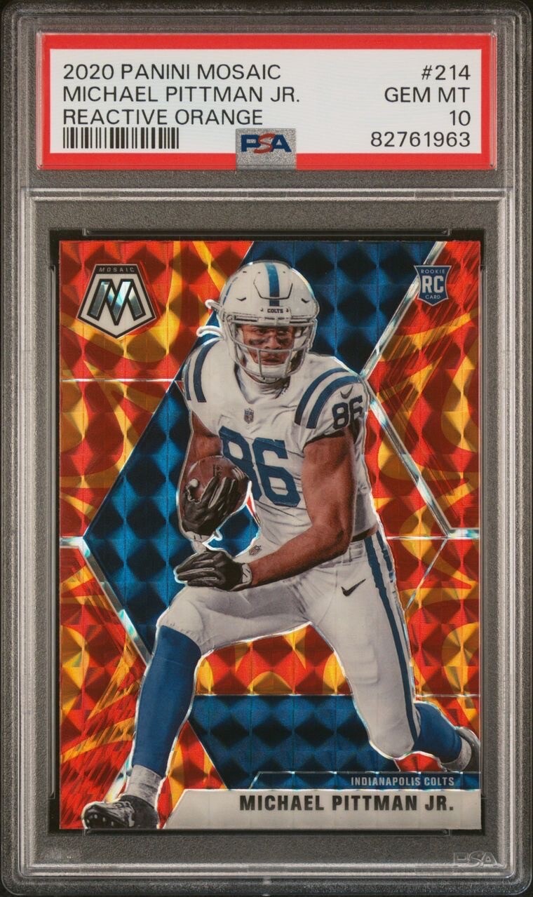 PSA 10 GEM 2020 Panini Mosaic Michael Pittman Jr. REACTIVE ORANGE Prizm  #214