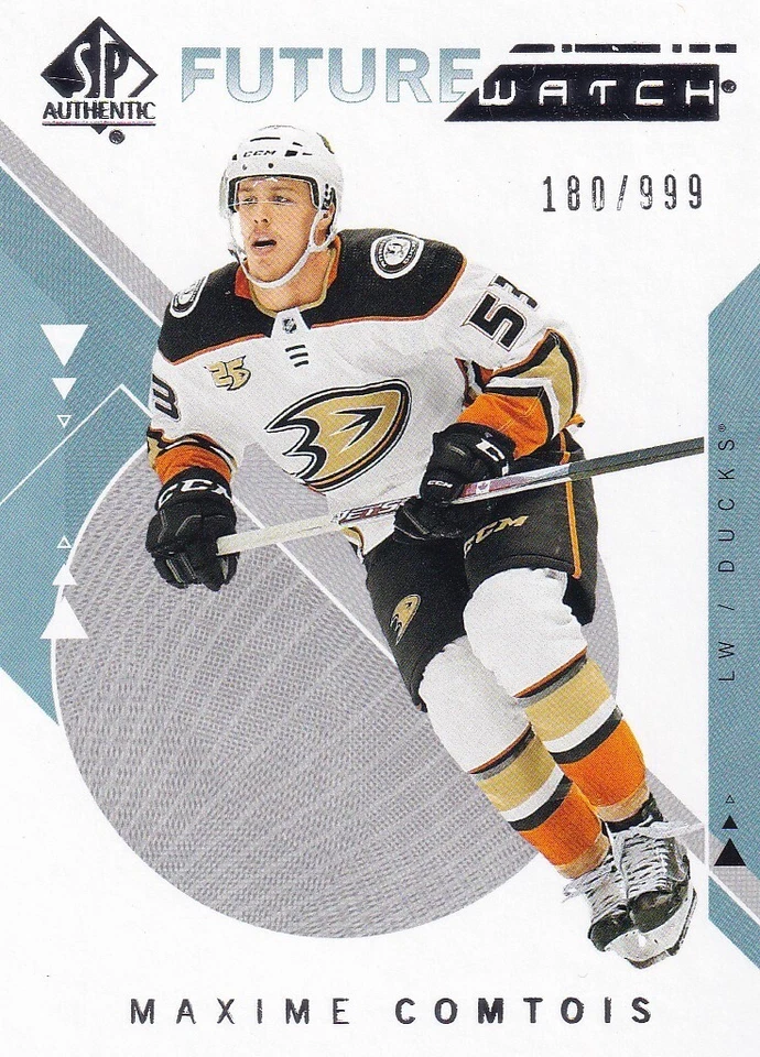 2018-19 UD SP Authentic FW #201 MAXIME COMTOIS 180/999 Anaheim Mighty Ducks +++ - Image 3 of 4