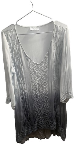 oneseason australia Mid tunic white-dark kaftan embroiderd SzS coastal grandma - Picture 9 of 10