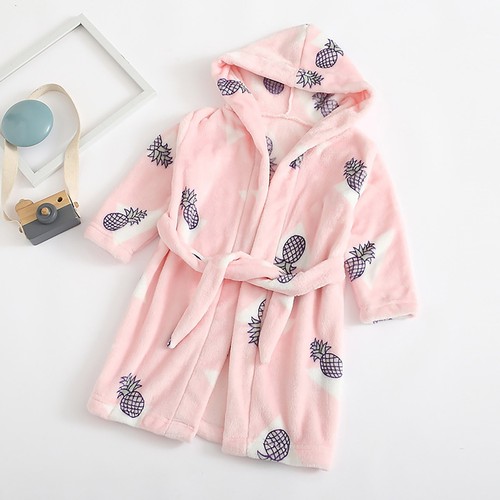 Toddlers Boys Girls Hooded Robe Fleece Bathrobe Pajamas Dressing Gown Sleepwear - Picture 37 of 42