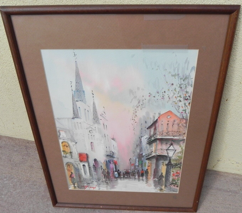 Nelson Fruge 1916-2011 New Orleans art watercolor painting French Quarter - Picture 2 of 13