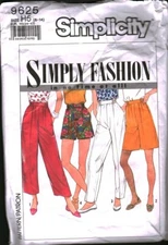 9625 Vintage Simplicity Sewing Pattern Misses 1990s Pants Shorts Easy to Sew 8