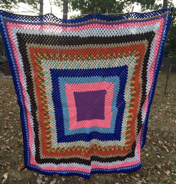 Download VTG 1970s Handmade Crochet Huge Granny Squares Afghan ...