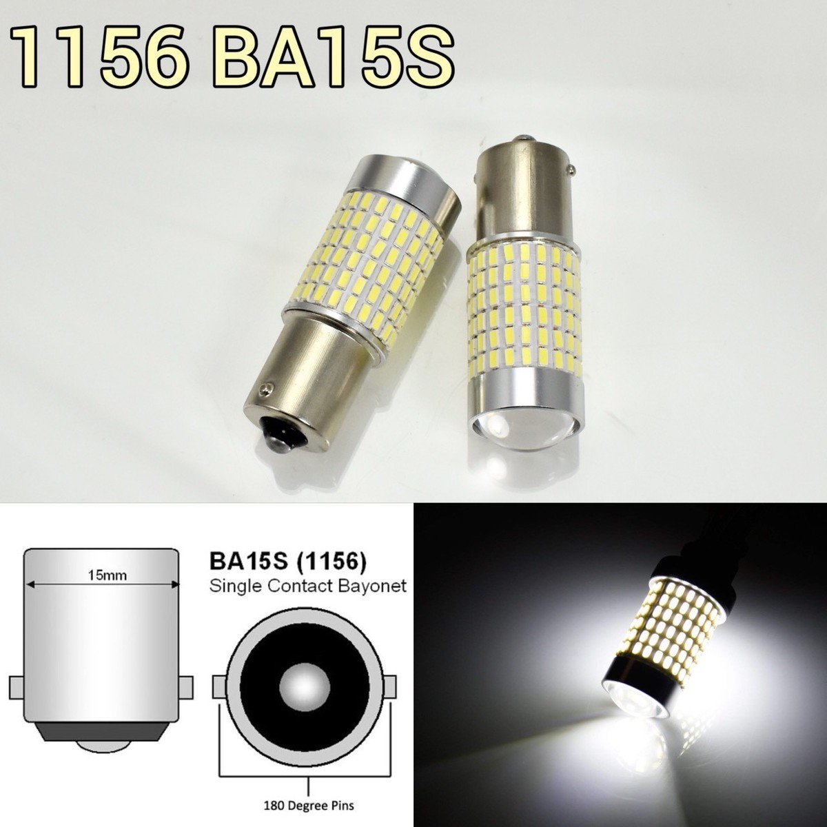 Front Signal 1156 BA15S 3497 7506 1141 PW21 144 SMD 6K White LED