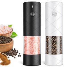 Electric Salt and Pepper Grinder Set, Rechargeable Automatic Pepper Mill Grinder