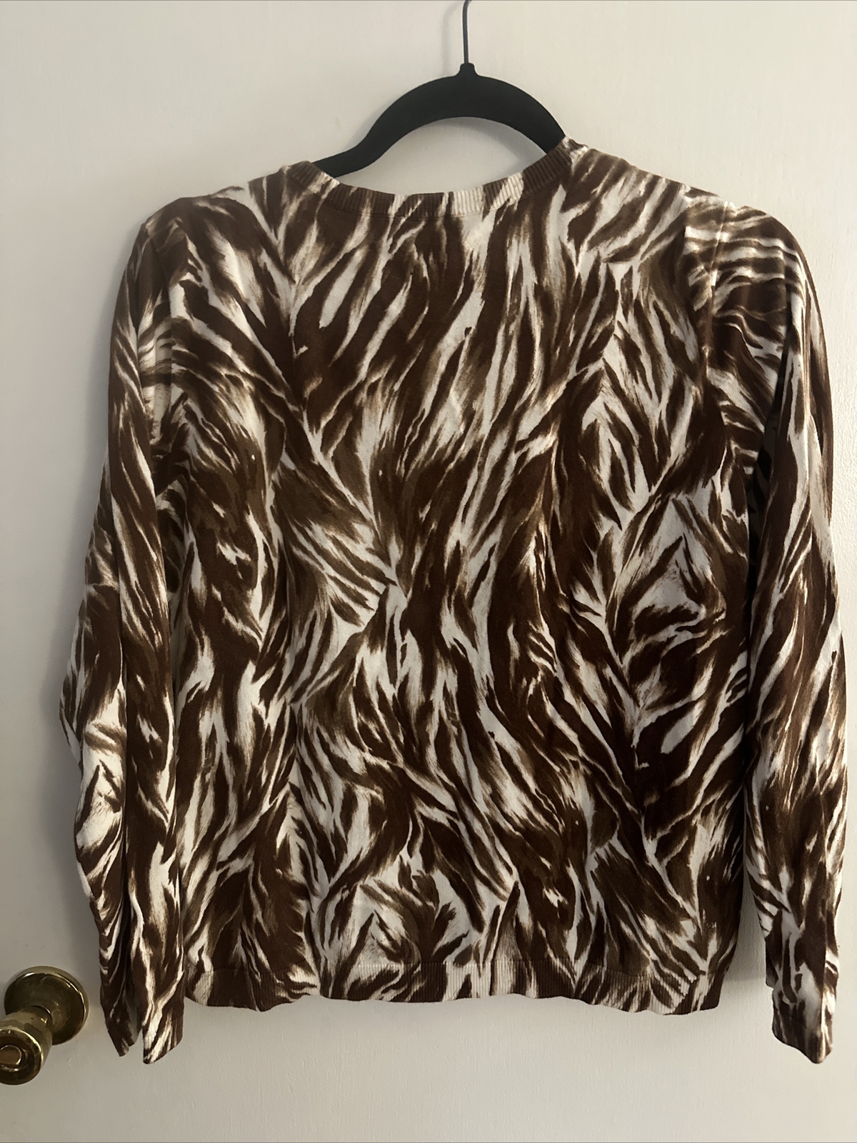 Talbots size XLP brown patterned front button car… - image 5