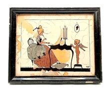 Framed ***P I X I E *** Reverse Painting on Glass ~ C & A Richards 1931 *FAIRY*