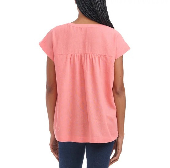 Splendid Ladies' Linen Blend Top, Orange, Sz-XS