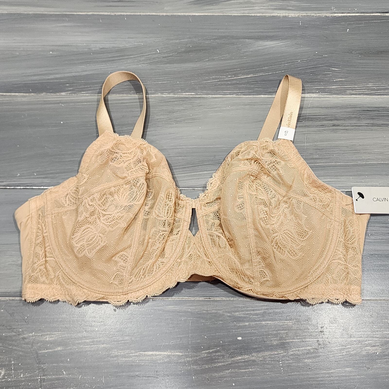 Calvin Klein Seductive Comfort Bra 42D With Lace Full Coverage  QF1741 Beige