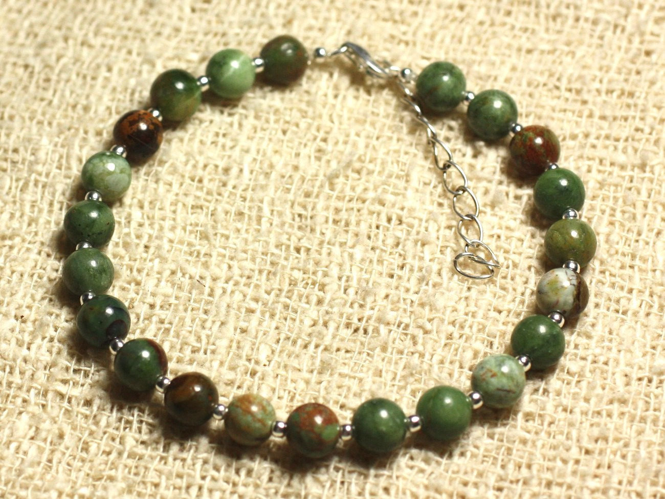 Bracelet opale verte 6mm et argent 925, le cadeau d'anniversaire idéal avec son écrin