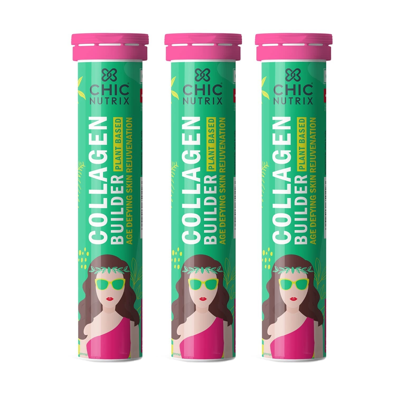 Chicnutrix Plant Based Collagen Builder, 60 Tablets|Vitamin C & E with Biotin