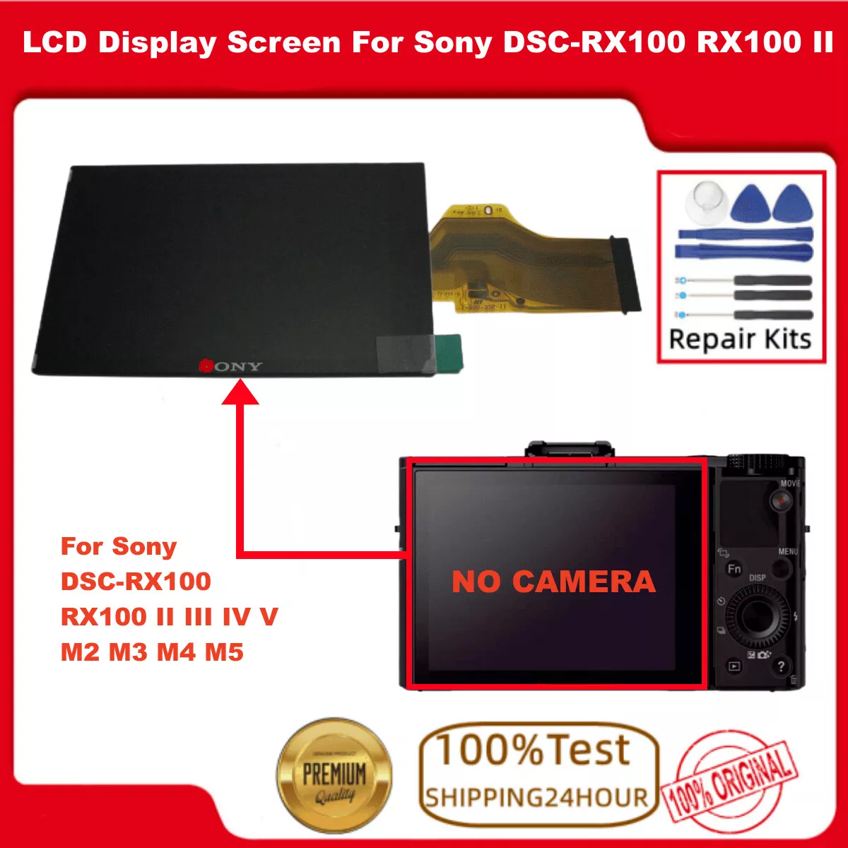Repair Parts For Sony RX100 II III V DSC-RX100M5 LCD Screen Display Panel Assy