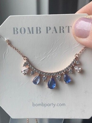NWT Hinting to You lab-created Sapphire fused w/ Genuine Quartz necklace Sept 22
