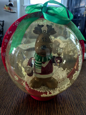 Large Musical Christmas Dry Snow Globe Reindeer "Jingle Bells"Lights, Action