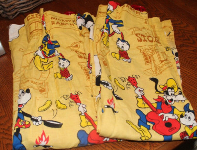 VINTAGE CUSTOM MADE DISNEY MICKEY'S RANCH CURTAINS-EACK PANEL 32L-22W