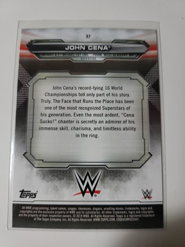 2019 Topps WWE - John Cena card #37 - Picture 2 of 2