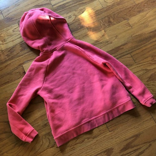Vintage Nike Neon Pink Pullover Sports Hoodie Youth Medium Black Swoosh Hood - Picture 4 of 8