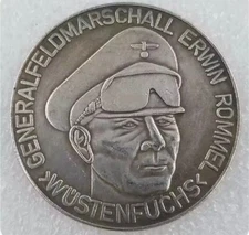 WW2 German Panzer General Erwin Rommel Afrika Korps Coin Medal Collectable DAK 