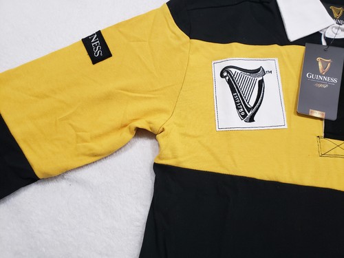 Guinness Mustard/Yellow & Black L/S Shirt Rugby sports Jersey Embroidered New -M - Picture 4 of 14