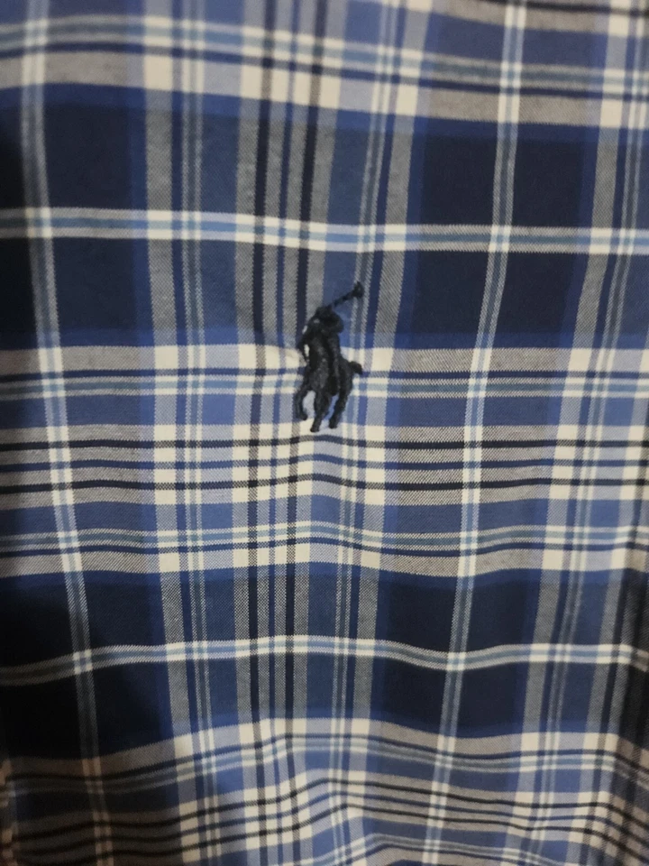 Ralph Lauren Niños Pequeña 8 Camisa Cuello S/S Azul Cuadros NNT Bttn Abajo Pkt Pony 9161☆ Foto 2 de 4