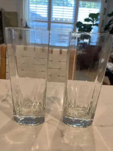 (2) Cristal D'Arques Durand Octime Clear 8 Oz Flat Tumblers Set Facet Panel