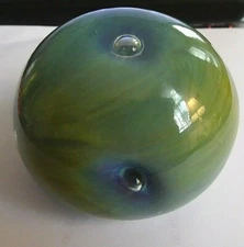 Early Signed Salamandra Studio Art Glass Agate Bubble Paperweight 12/75