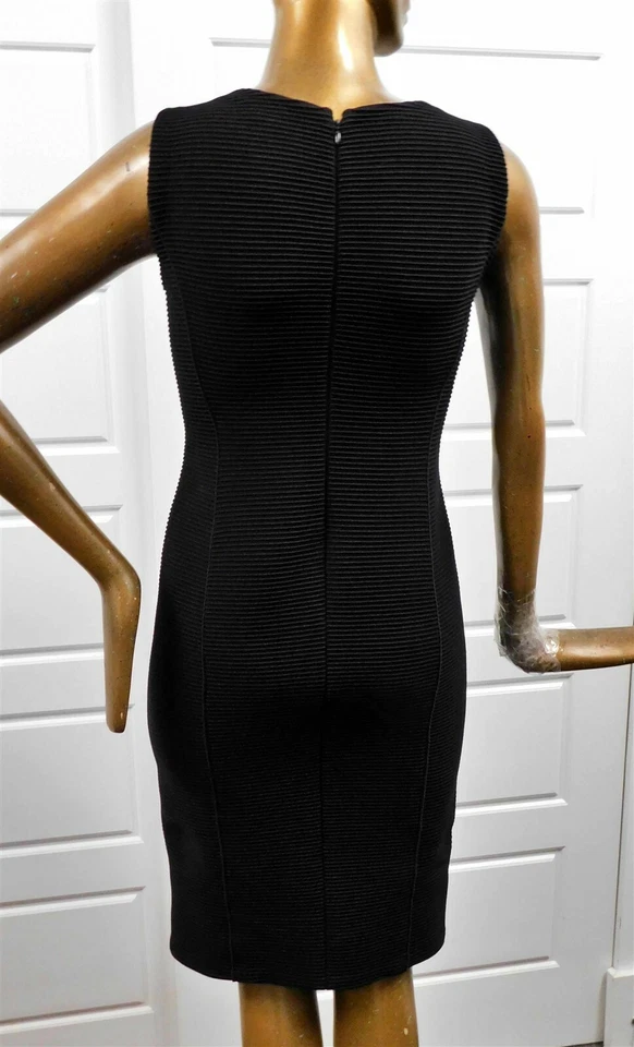 Armani Collezioni Italy Black Ribbed Stretchy Bodycom Dress sz 8 - Image 3 of 4