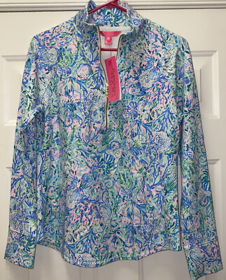New Lilly Pulitzer Half  Zip Pullover Jacket Beach Skipper Shells Starfish XS