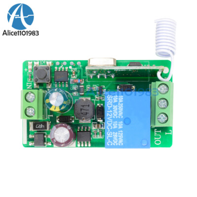 433MHZ 85-220V 1CH Wireless RF Remote Receiver Transmitter Relay Control Switch