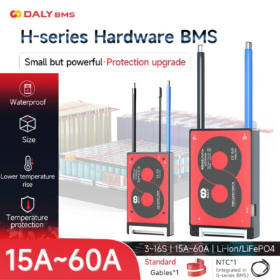 Daly BMS 3S-16S 12V-60V 15A-60A Für Li-ion LiFePo4 Akku mit Balance NTC/Kabel