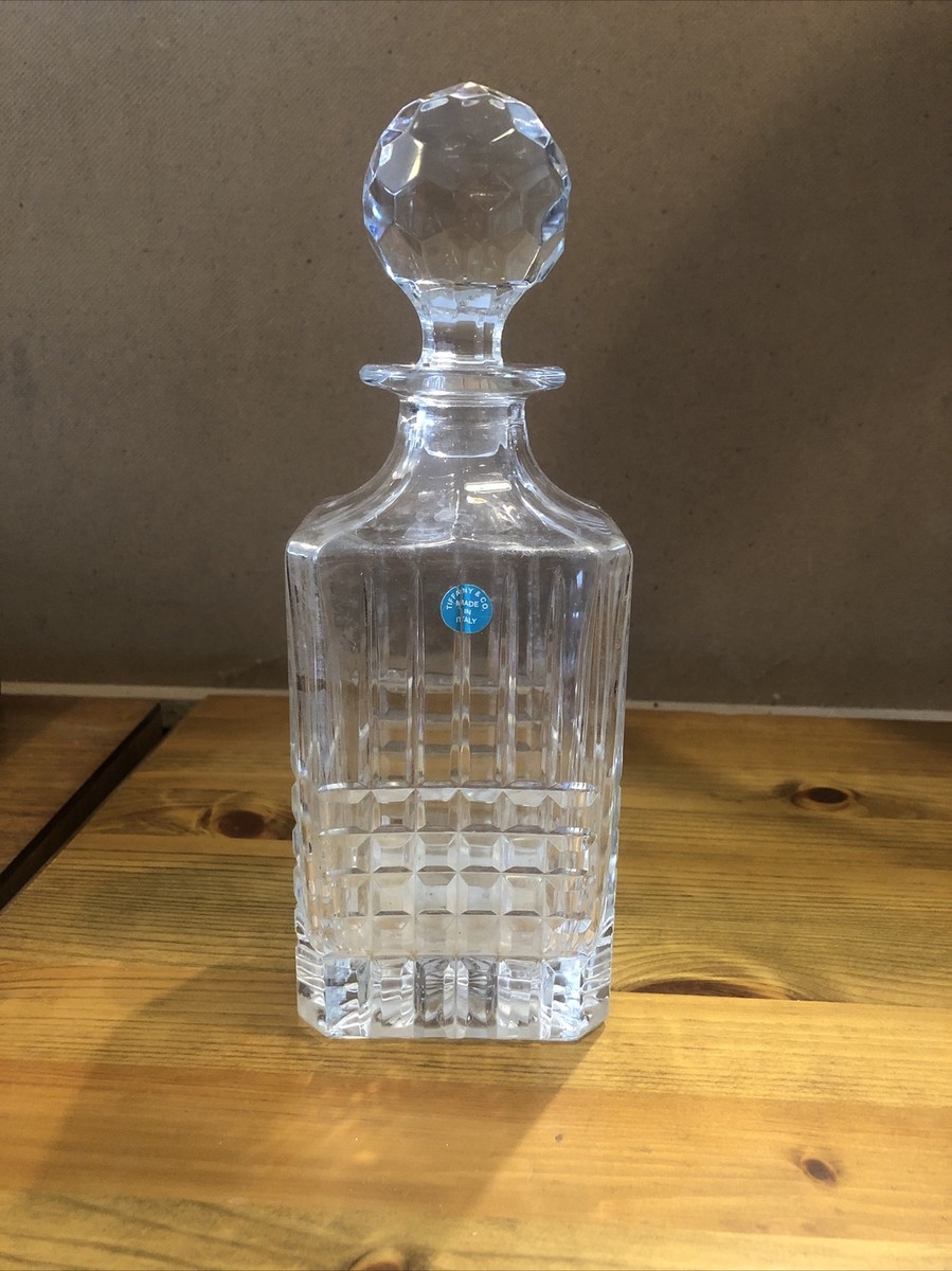 TIFFANY Solid Cut Crystal Square Whisky Decanter Made In
