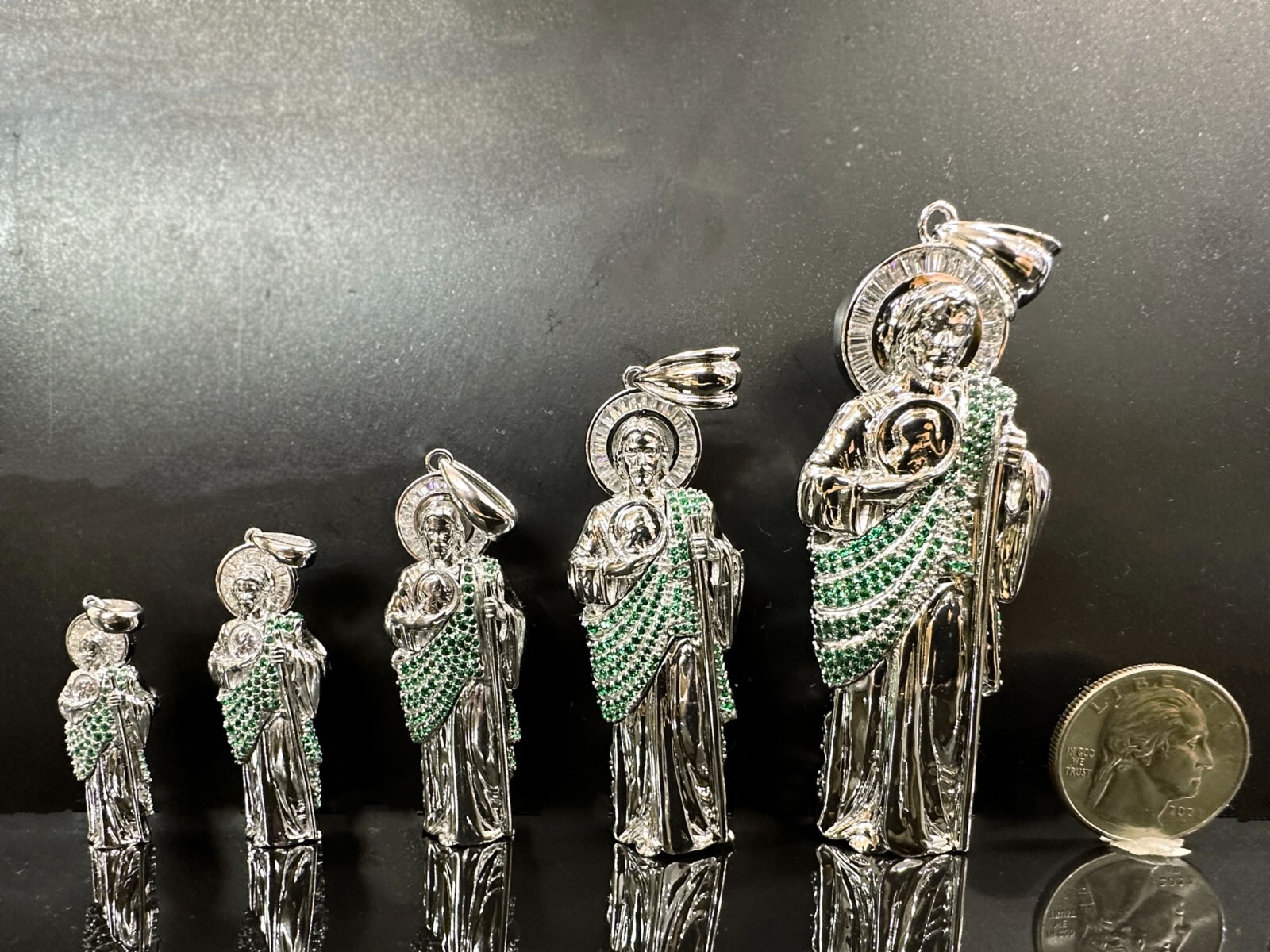 Sterling Silver 925 3D St Jude Green CZ San Judas Tadeo Pendant | eBay